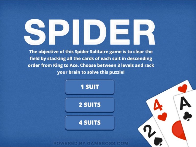 Spider Solitaire Blue — screenshot of the card game in action