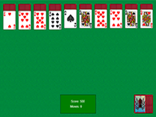 Classic Solitaire game screen with colorful cards arranged