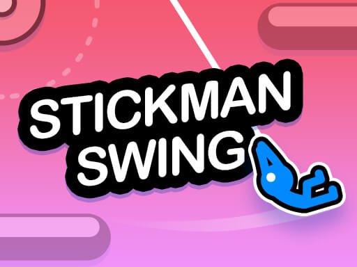 Exciting scene of Stickman swinging through a colorful urban landscape