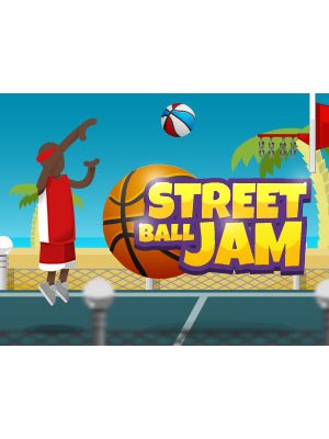 Exciting scene from Street Ball Jam with players shooting hoops