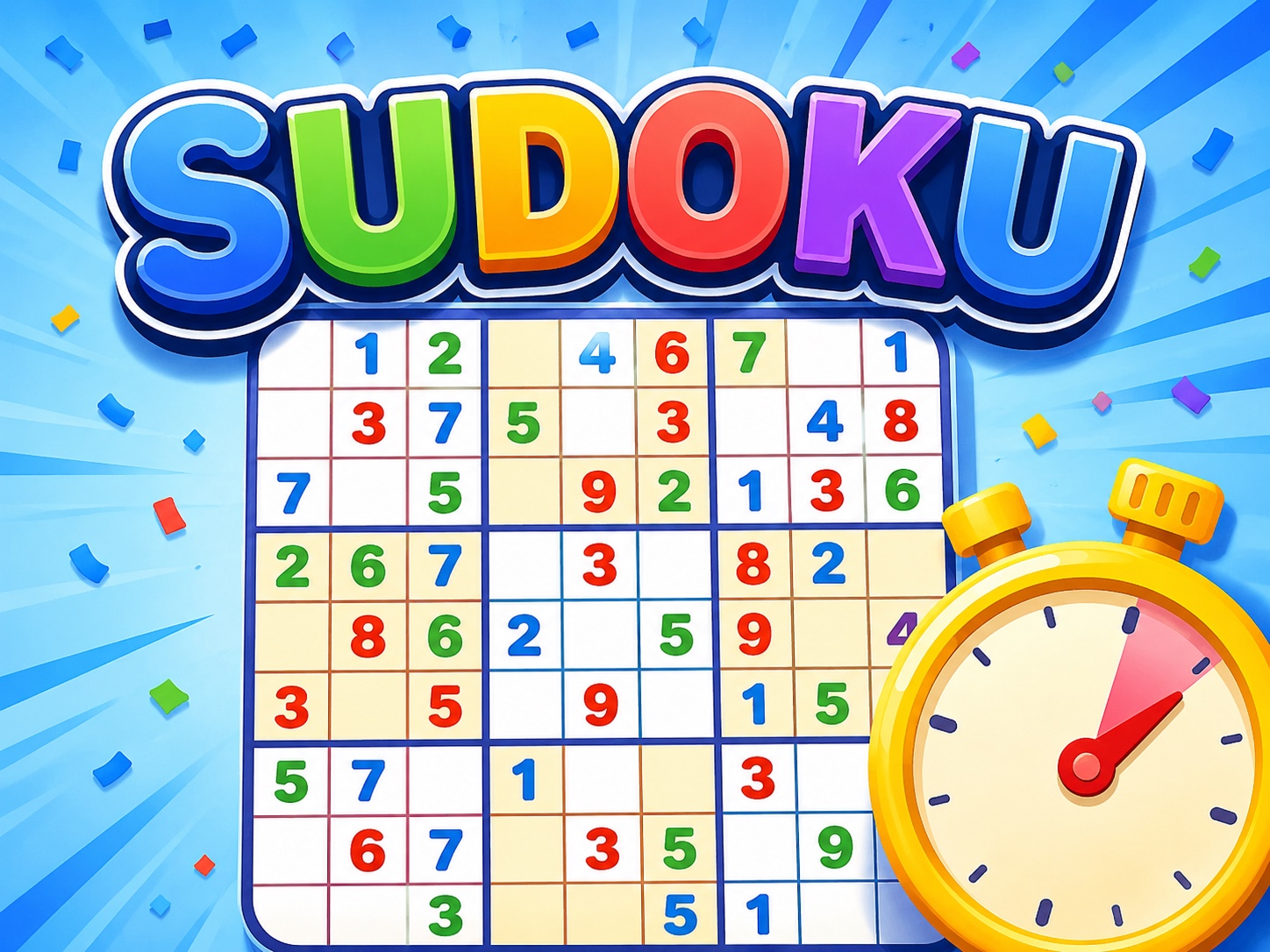 Sudoku Sprint game screen with colorful numbers and timer