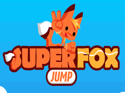 Exciting scene of Super Fox jumping over obstacles in a colorful landscape