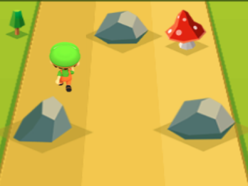 Exciting scene of kids racing while solving math problems