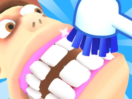 Exciting scene from Teeth Runner! with colorful characters brushing teeth