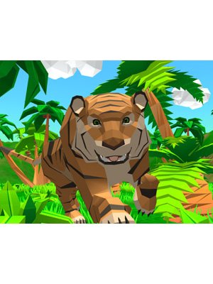 Exciting scene from Tiger Simulator D with a fierce tiger exploring the jungle