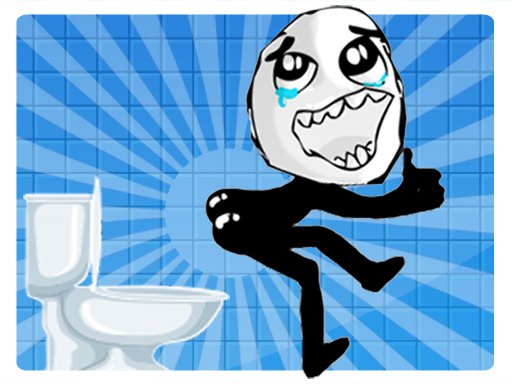 Toilet Rush — colorful and funny scene of characters racing to the toilet