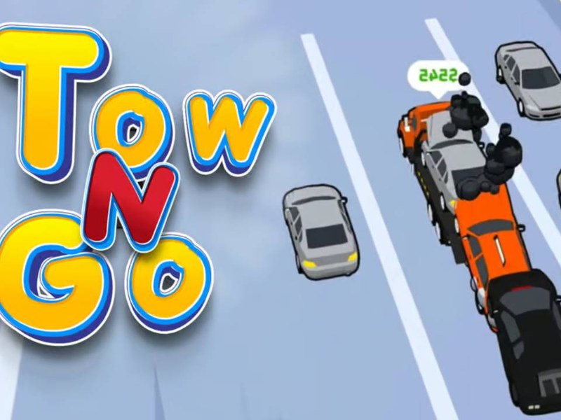 Tow N Go — action-packed scene of a tow truck picking up cars