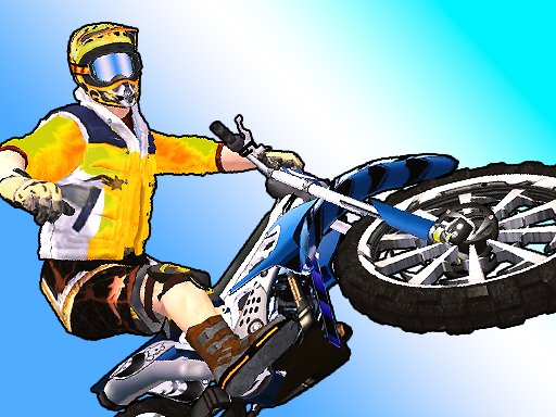 Exciting scene from Trial Bike Epic Stunts with bikes flying over obstacles