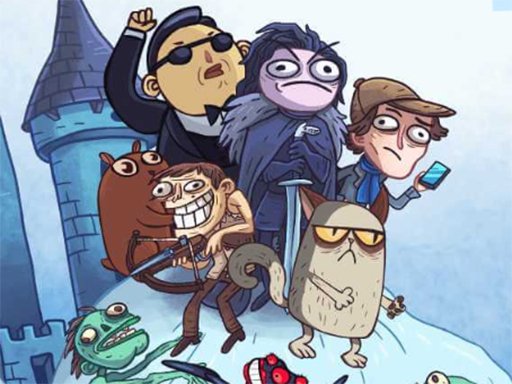 Troll Face Quest — a colorful screenshot of the game with funny characters