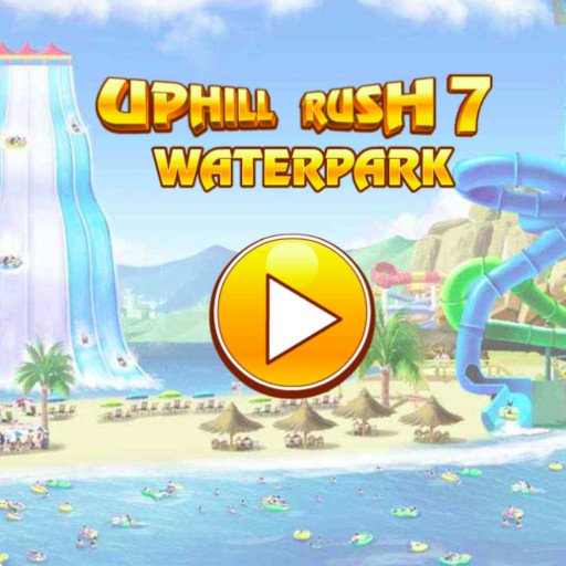 Exciting scene of Uphill Rush Waterpark with colorful slides and inflatable rings