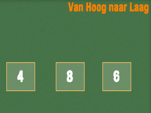 High to Low game screenshot showing numbers being sorted