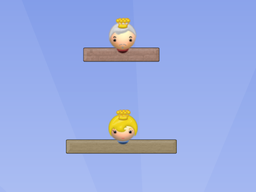 Screenshot of Lovestruck King showing the king solving puzzles to reach the queen