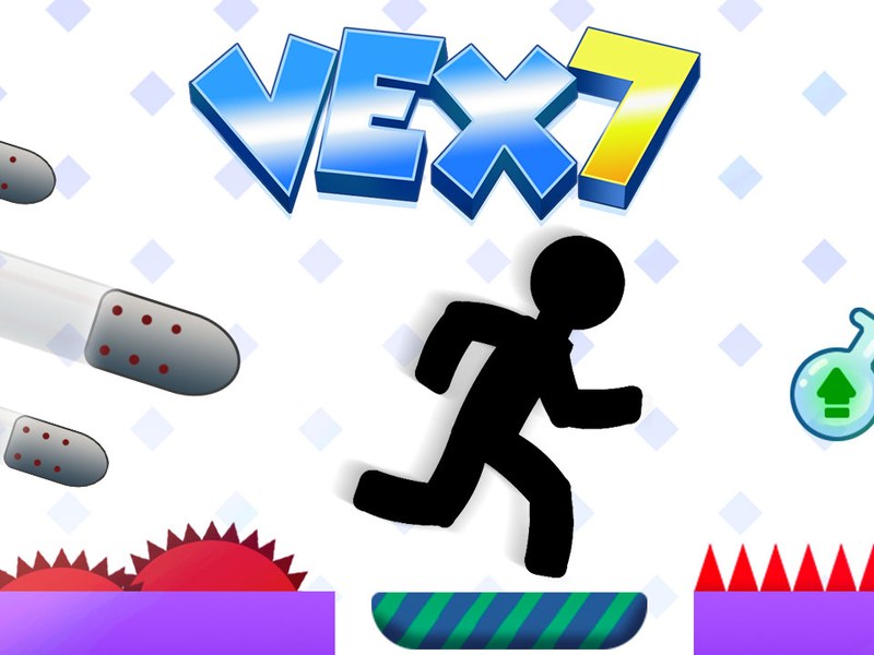 Vex 7 gameplay featuring a stickman navigating obstacles