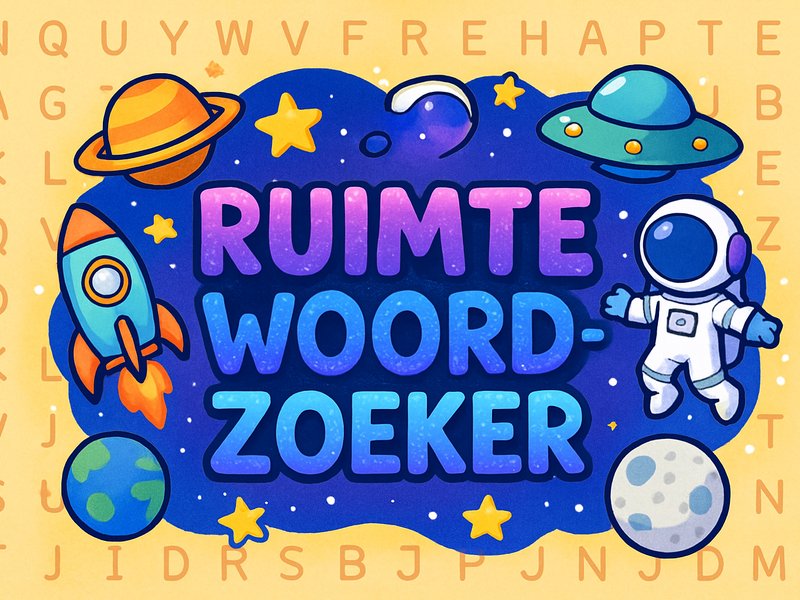 Colorful screenshot of Space Word Search with stars and words