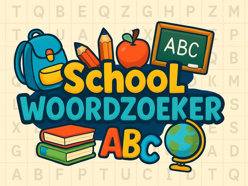 Colorful screenshot of School Word Search game with hidden words