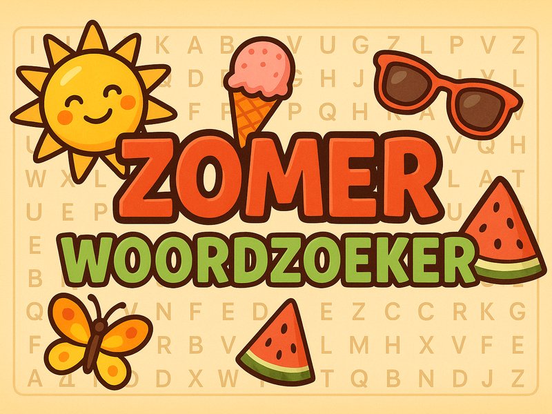 Summer Word Search — bright tropical scene with words
