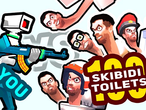 Action-packed scene of battling Skibidi Toilets with fun weapons